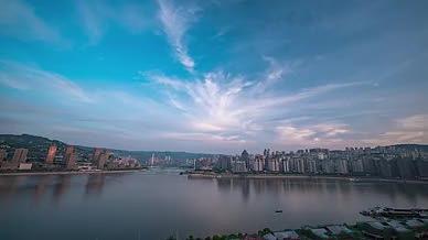 4k实拍重庆涪陵长江航道日转夜视频的预览图